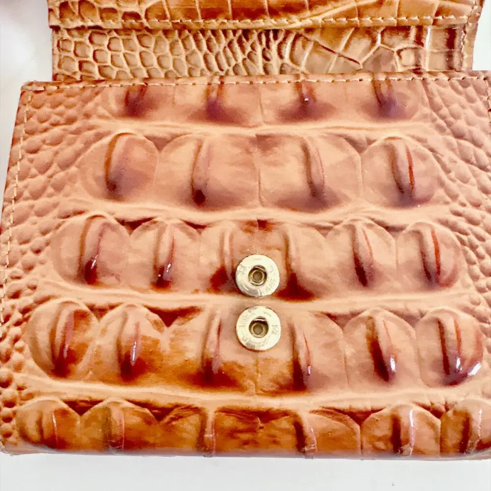 BRAHMIN SET OF 2 ALLIGATOR CROCODILE WALLETS BROWN